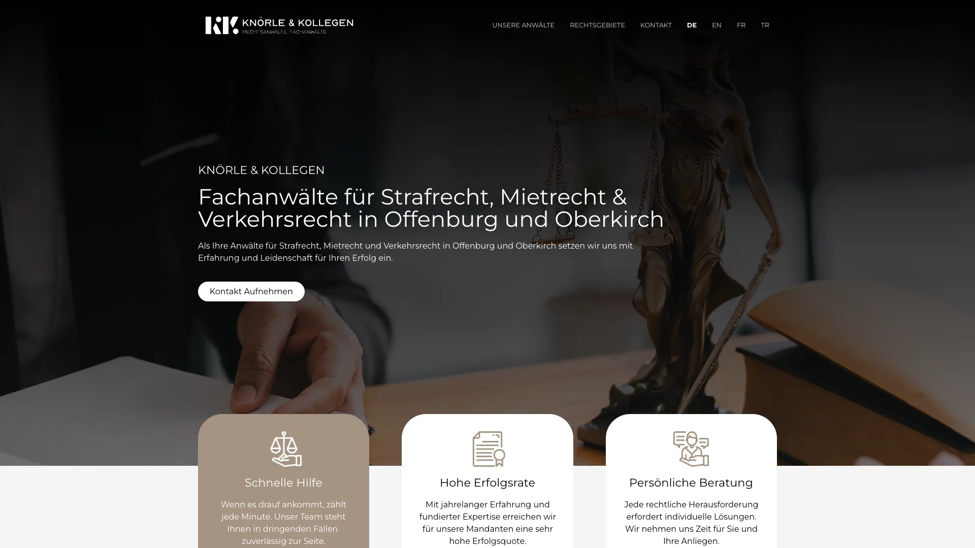 Startseite der Website knoerle-rechtsanwalt.de