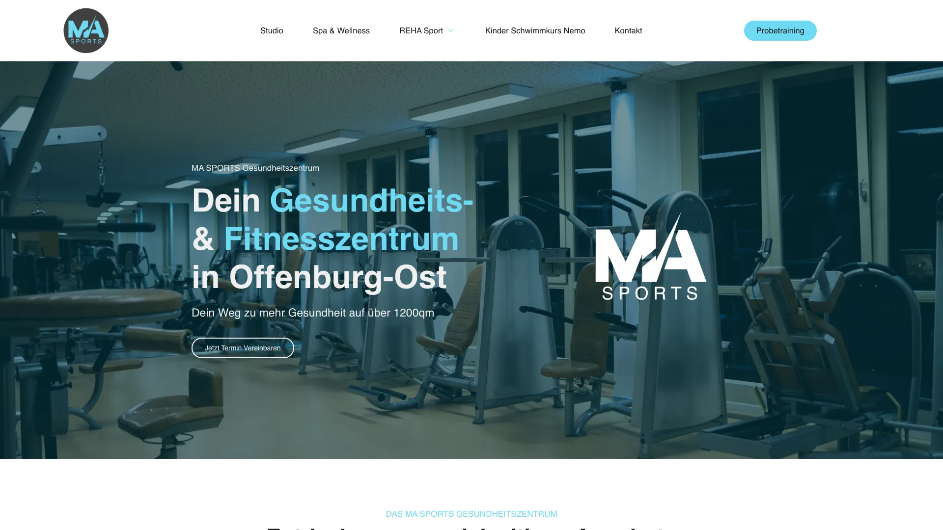 Startseite der Website masports-gesundheitszentrum.de