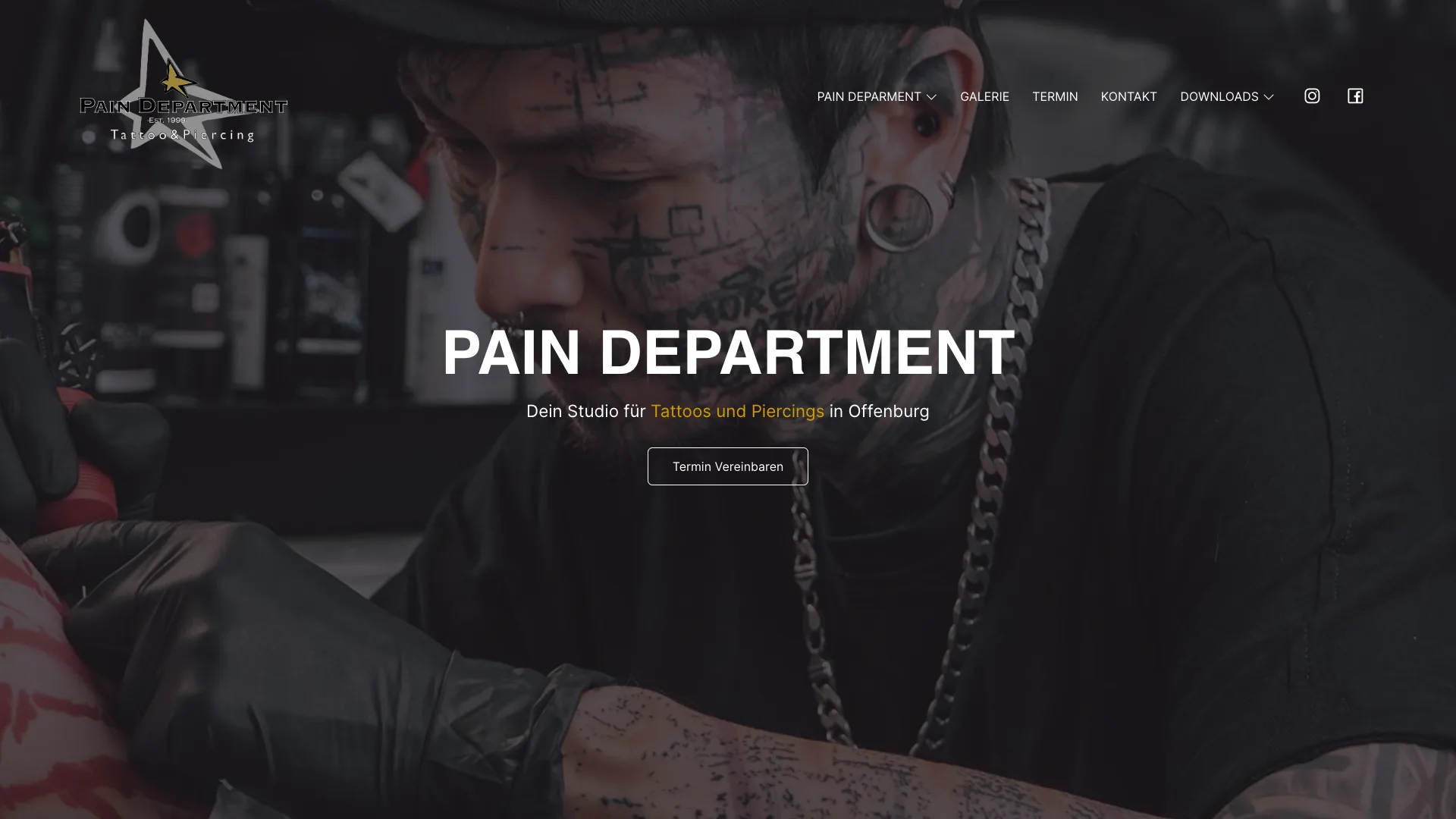 Startseite der Website pain-department.de